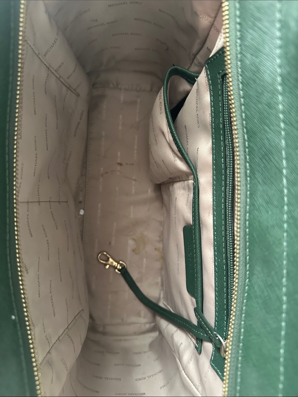 Michael Kors Green Saffiano Satchel with Gold Hardware - Picture 7 of 7